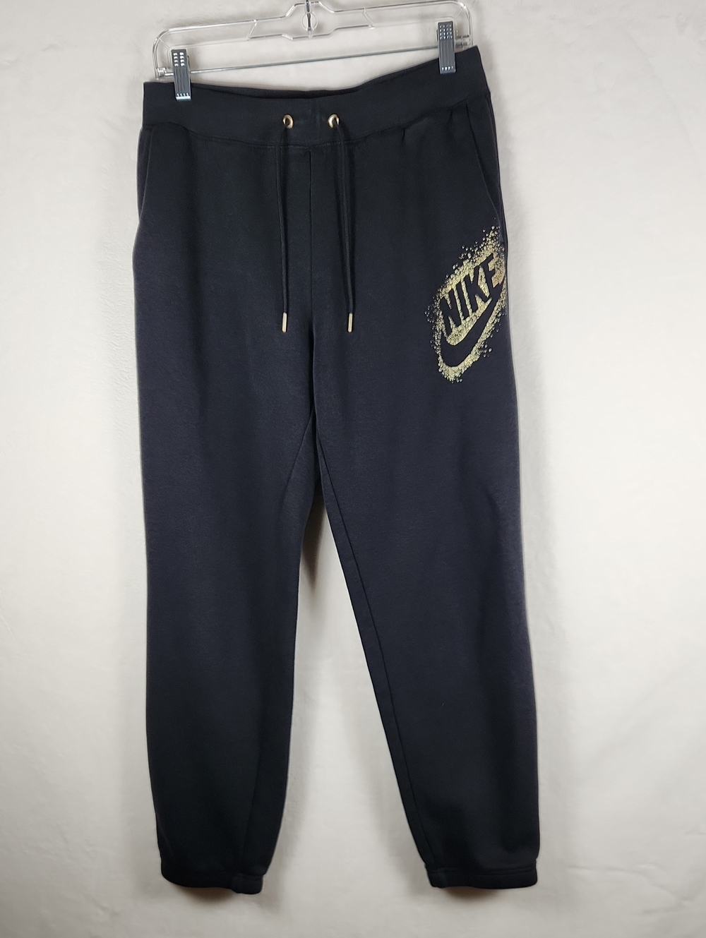 Nike Black Joggers with Gold Logo Detail Men's Size Medium